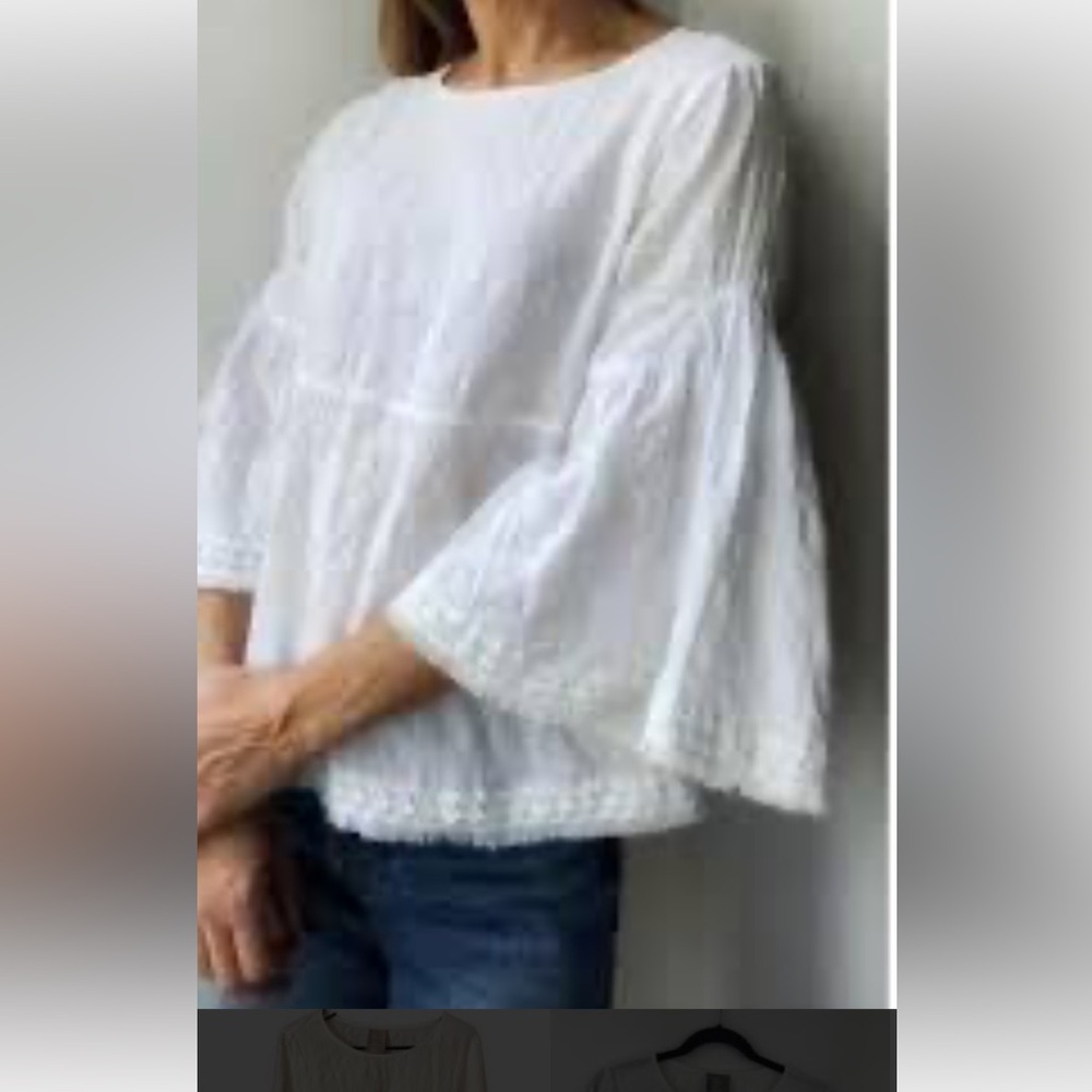 EUC❤️🔥SALE❤️🔥Anthropologie Dolan White Blouse with Bell Sleeves - Picture 2 of 9